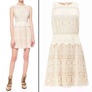 AllSaints Melia Peplum Lace Dress Ivory White Color Sleeveless Back Zip Size 4